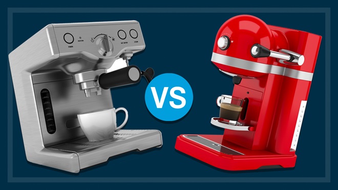 manual coffee machine and a pod coffee machine
